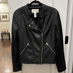 Bar III Women's Quilted Black Leather Jacket